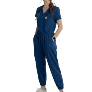 Stretchable Women`s - Scrub Top & Bottom Mock Wrap with 5 Pocket Solid Half Sleeve