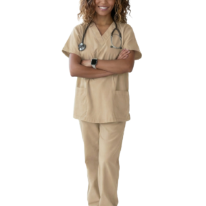Stretchable Women`s - Scrub Top & Bottom with 3 Pocket Normal Solid Half Sleeve