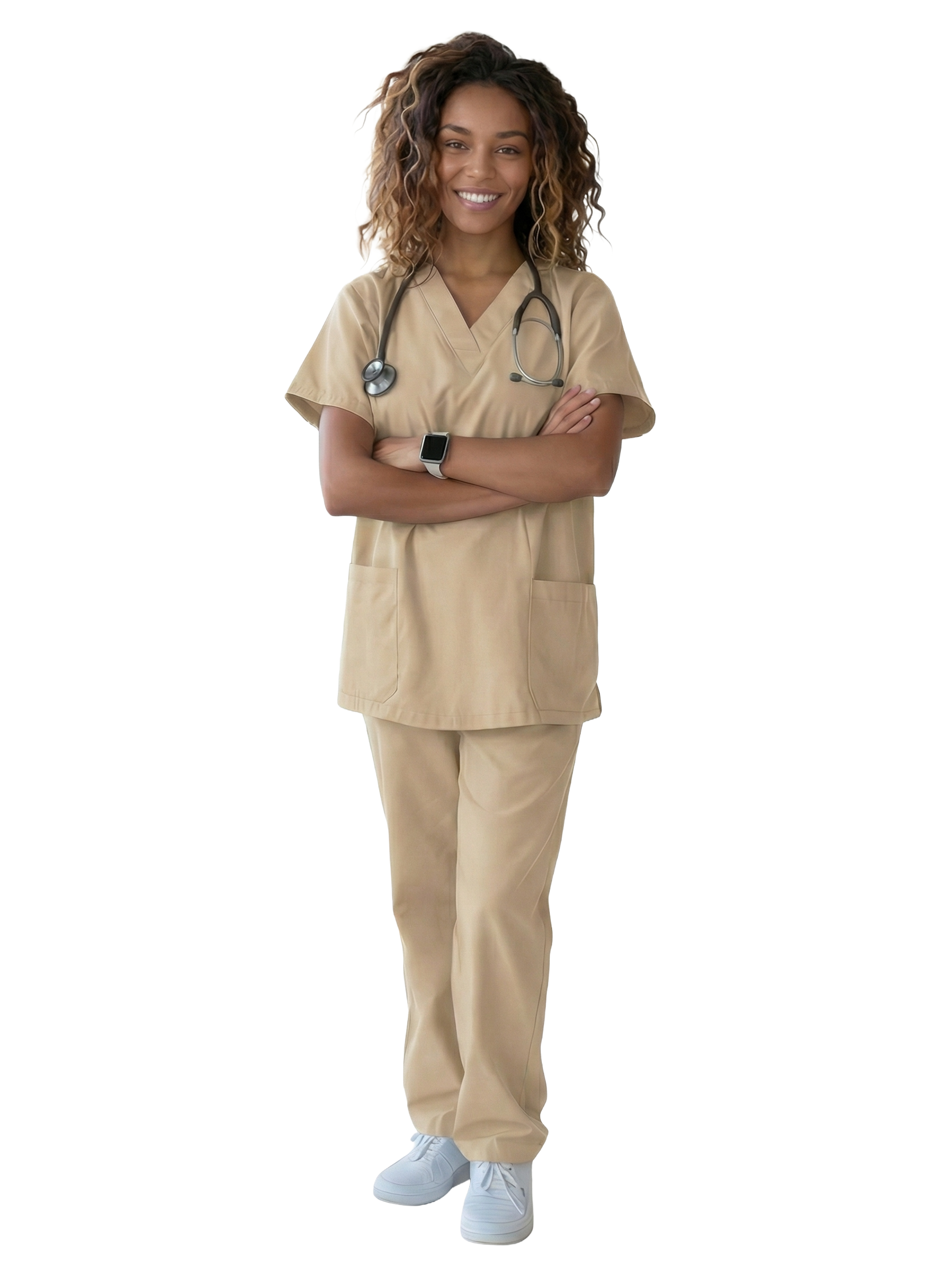 Stretchable Women`s - Scrub Top & Bottom with 3 Pocket Normal Solid Half Sleeve