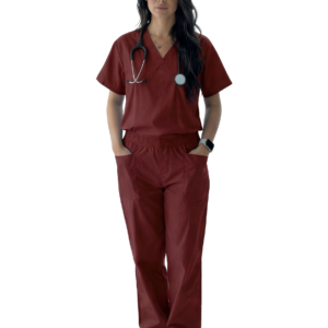 Microfiber Stretch Women’s - Scrub Top – Front Open V-Neck with Snap Buttons Half Sleeve & 2 Pockets
