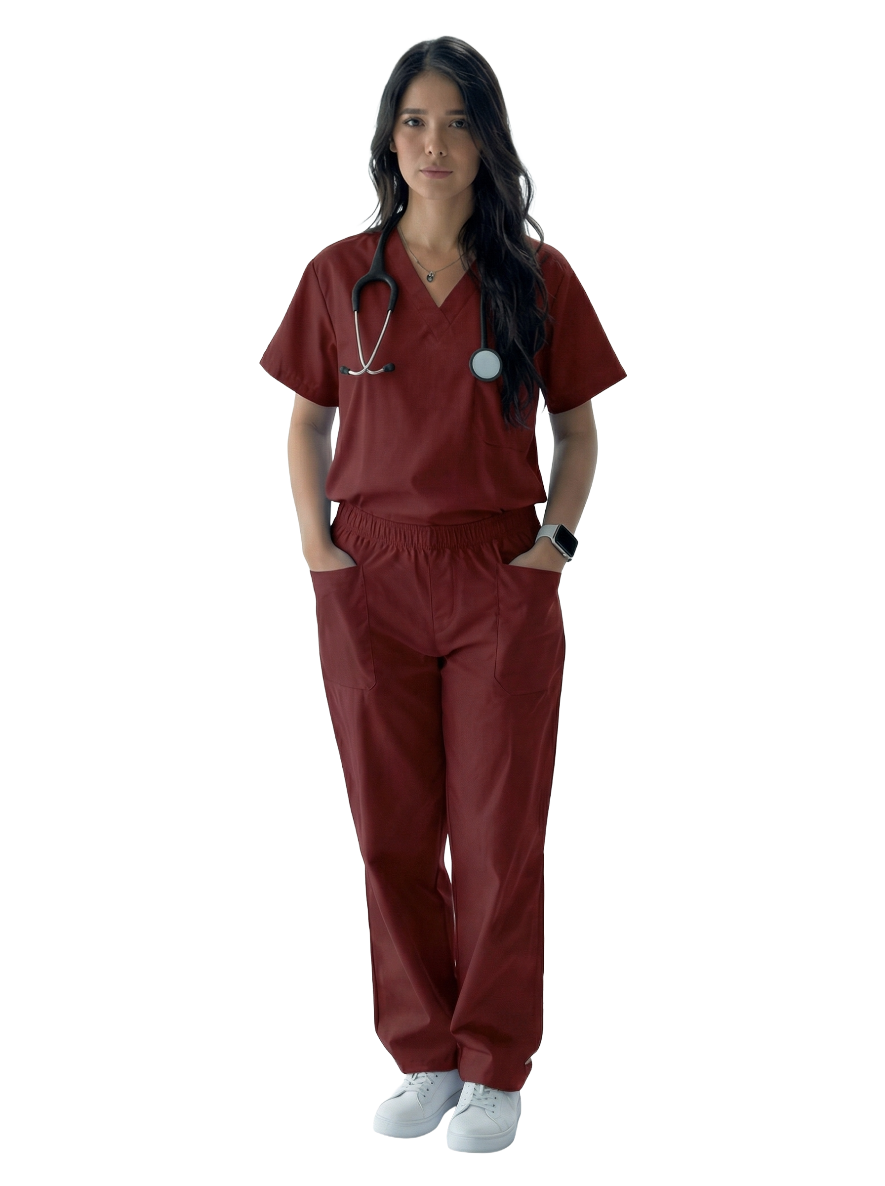 Microfiber Stretch Women’s - Scrub Top – Front Open V-Neck with Snap Buttons Half Sleeve & 2 Pockets