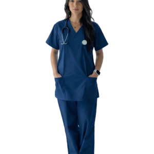 Microfiber Stretch Women’s – Scrub Top – Front Open V-Neck with Snap Buttons Half Sleeve & 2 Pockets