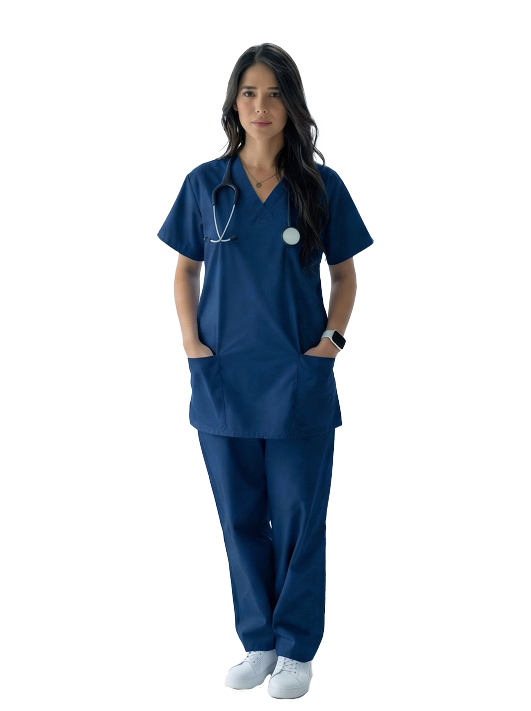 Microfiber Stretch Women’s – Scrub Top – Front Open V-Neck with Snap Buttons Half Sleeve & 2 Pockets