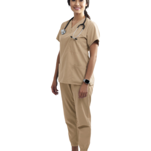 Stretchable Women`s – Scrub Top & Bottom with 3 Pocket Normal Solid Half Sleeve